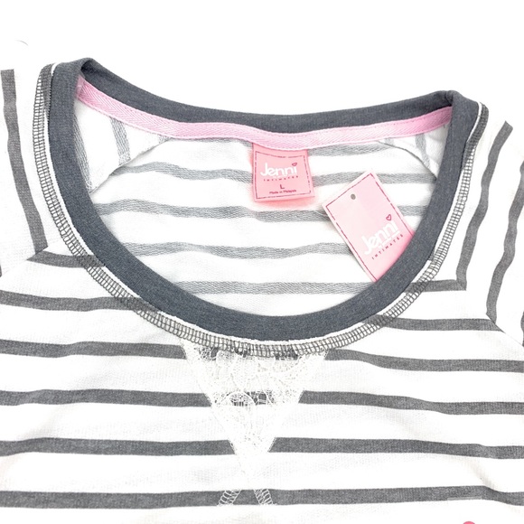 4/$25 Jenni Ivory Striped Long Sleeve Pajama Top - Picture 2 of 2